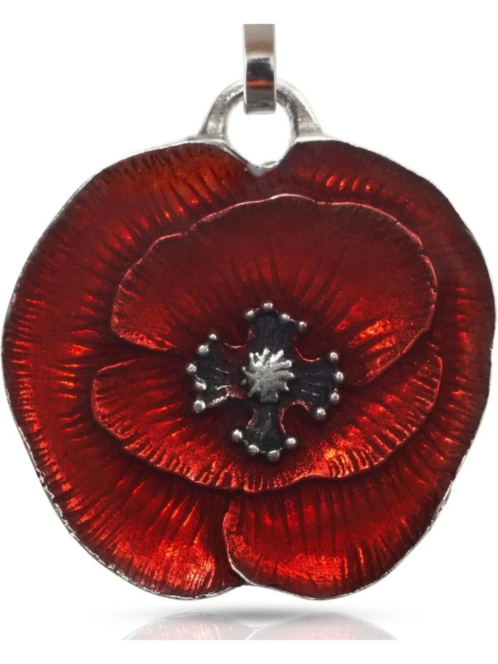 Red Poppy Zipper Pull Clip – Decorative Metal Accessory for Bags, Jackets & More